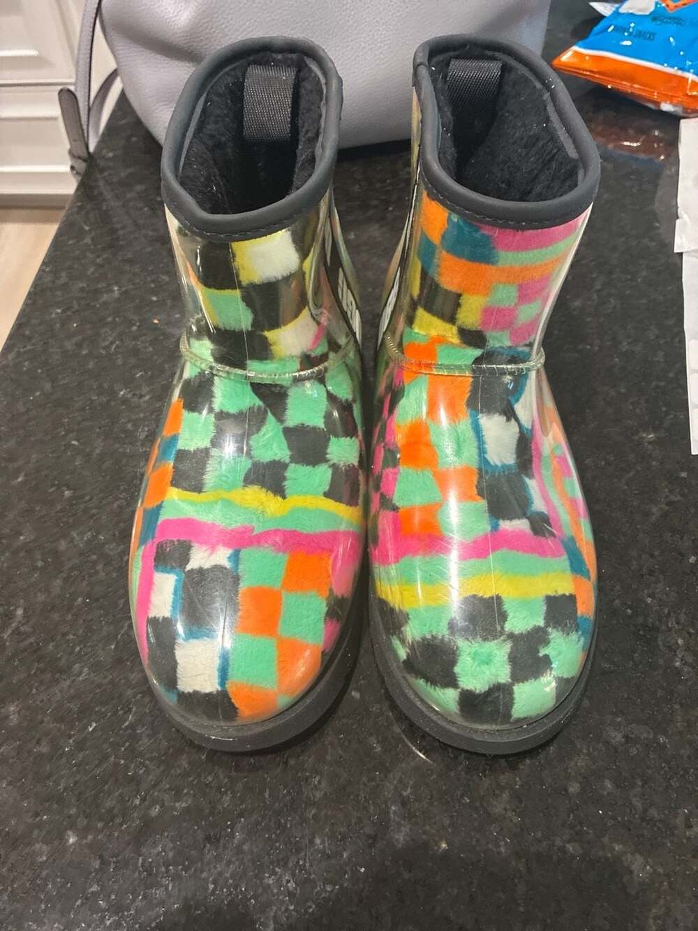 UGG Classic Clear Mini Boot Checks 'Black Multi' Size 8 A450
